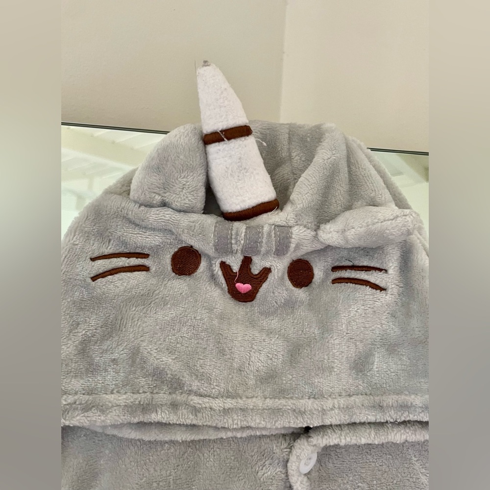 Fur Pusheen onesie for costume play, pajamas or lounging. Kids size.